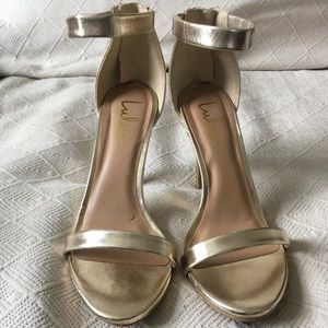 Lulus Size 9, Gold Stiletto Strappy Heels